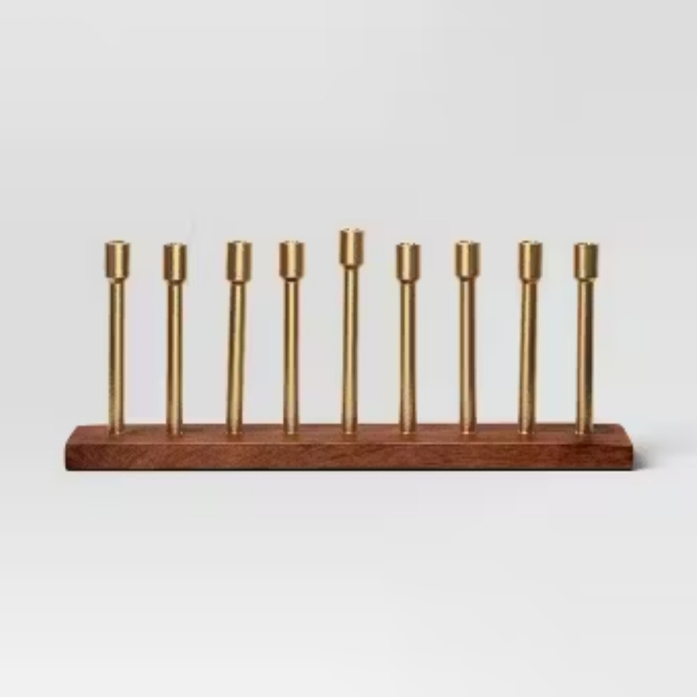 Threshold Wood and Metal Hanukkah Menorah Candle Holder